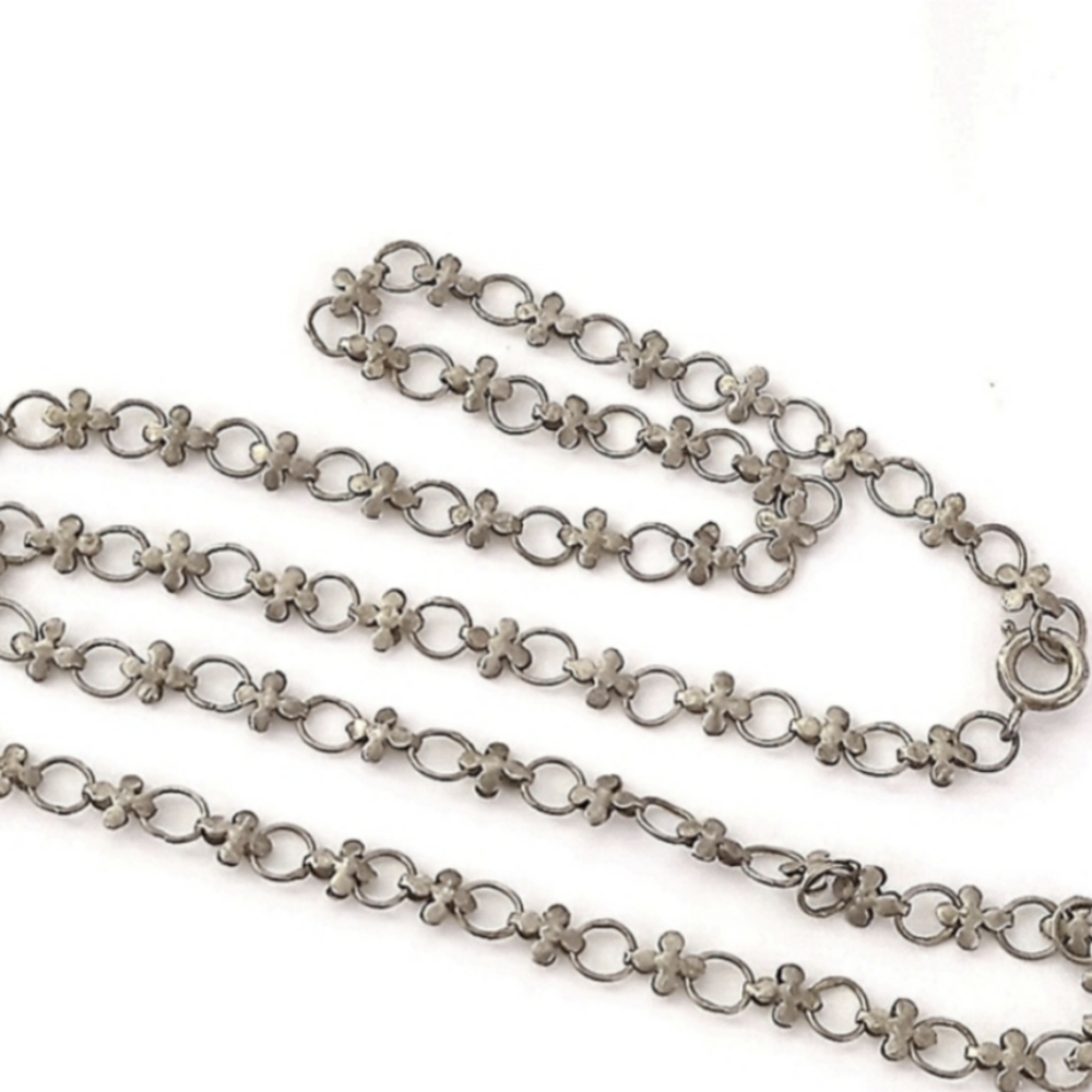 Vintage Silver Cross Link Chain Necklace